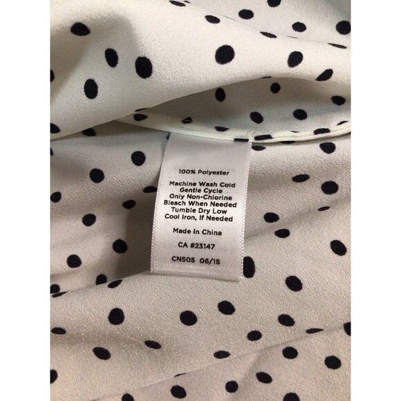 Talbots White Ladies Blouse Polka Dots Long Sleeve Small Petite - Picture 5 of 8